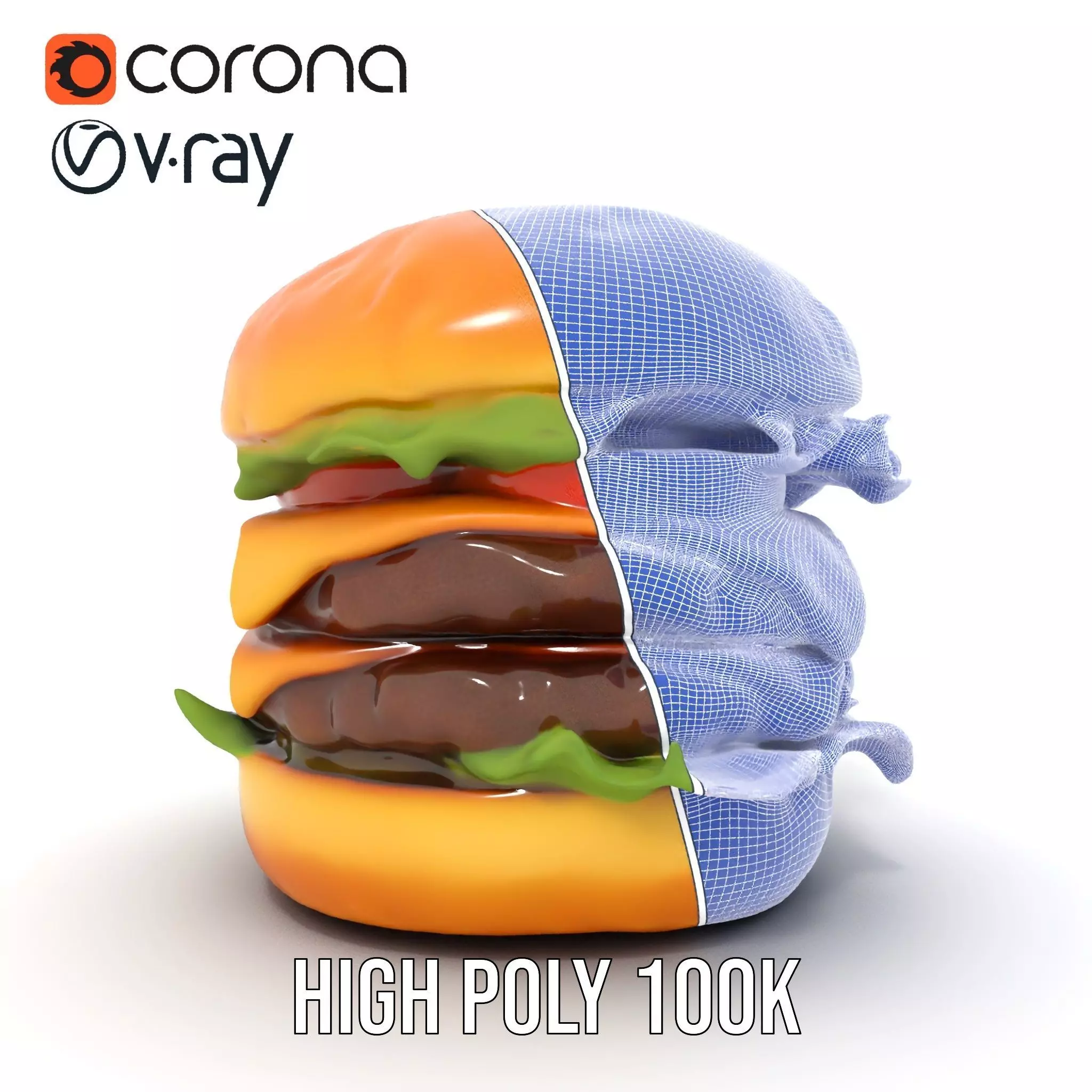 Double Cheeseburger Model Pack Low-poly 3D model_32