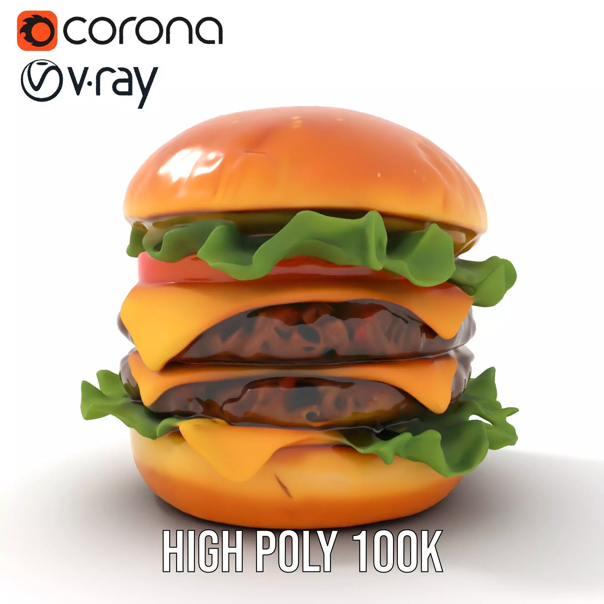 Double Cheeseburger Model Pack Low-poly 3D model_18