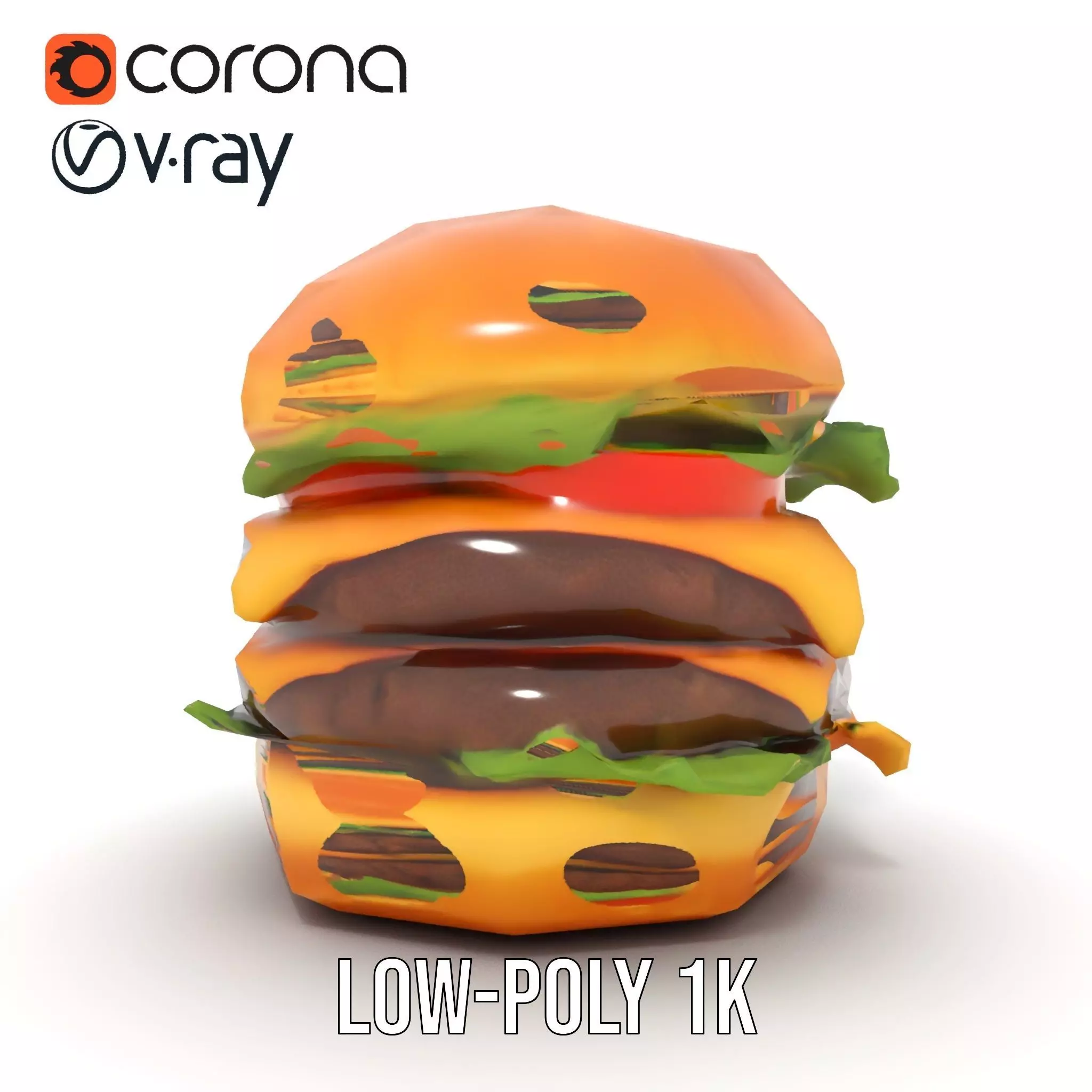 Double Cheeseburger Model Pack Low-poly 3D model_17