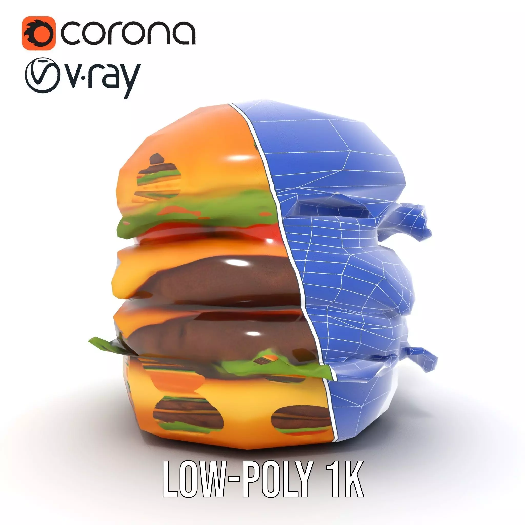 Double Cheeseburger Model Pack Low-poly 3D model_25