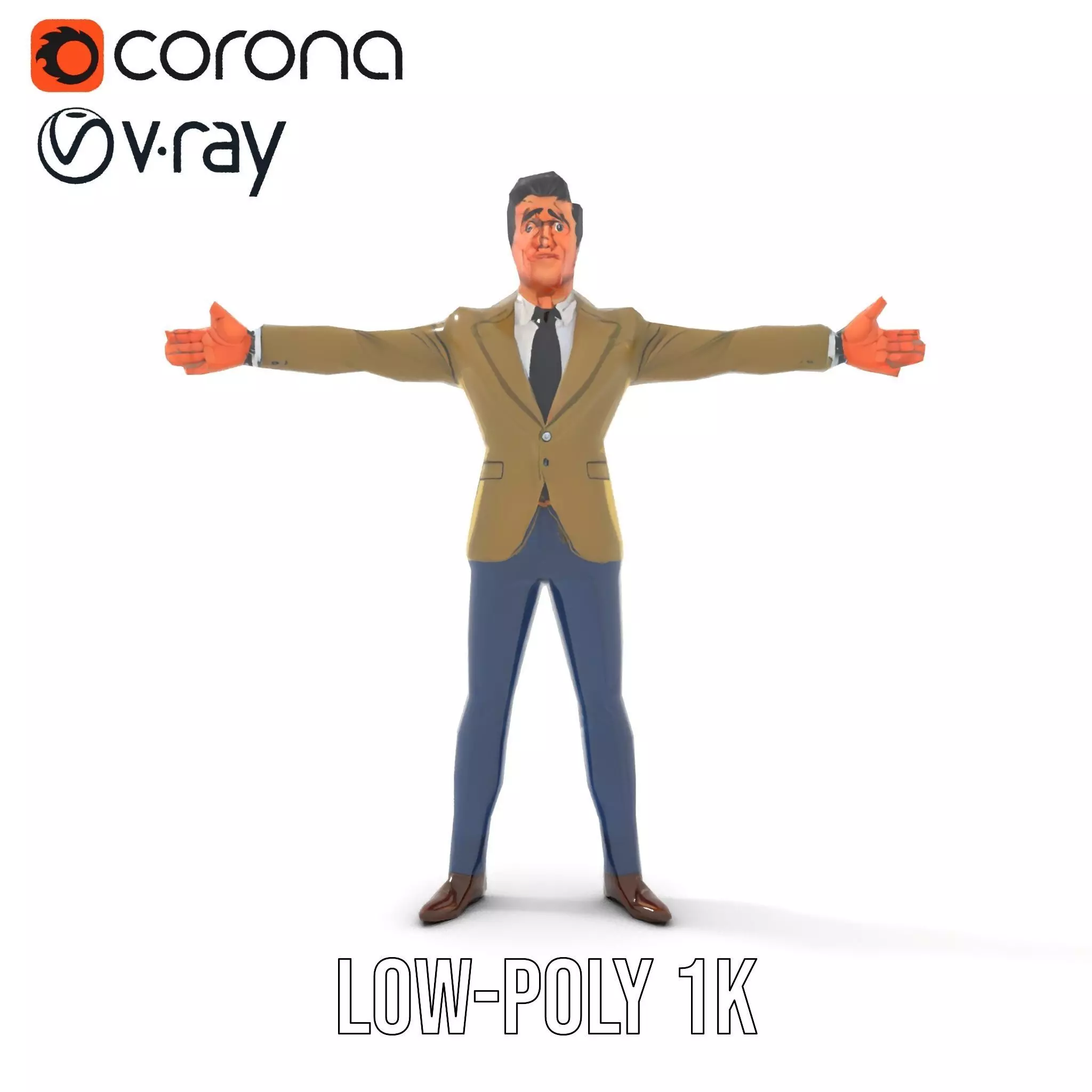 Stylish Businessman Character Model Pack Low-poly 3D model_8