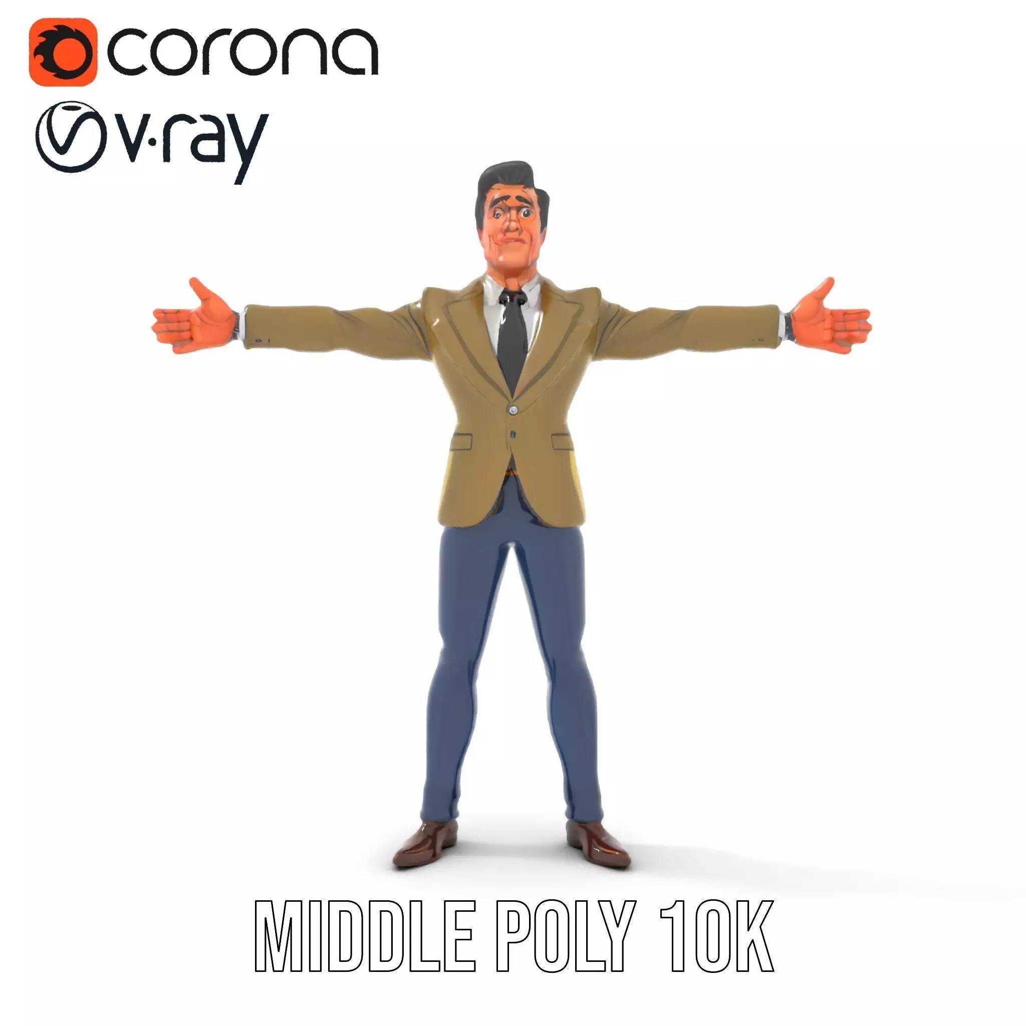 Stylish Businessman Character Model Pack Low-poly 3D model_9