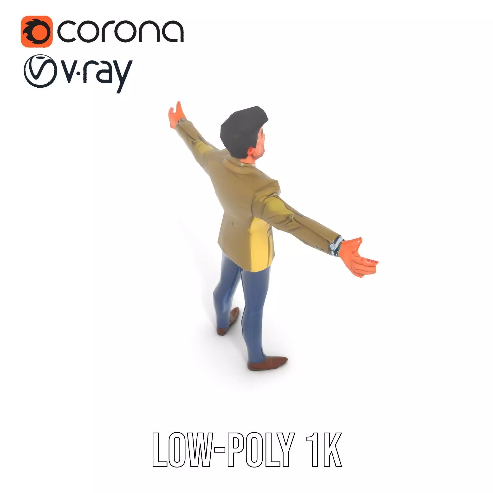 Stylish Businessman Character Model Pack Low-poly 3D model_7