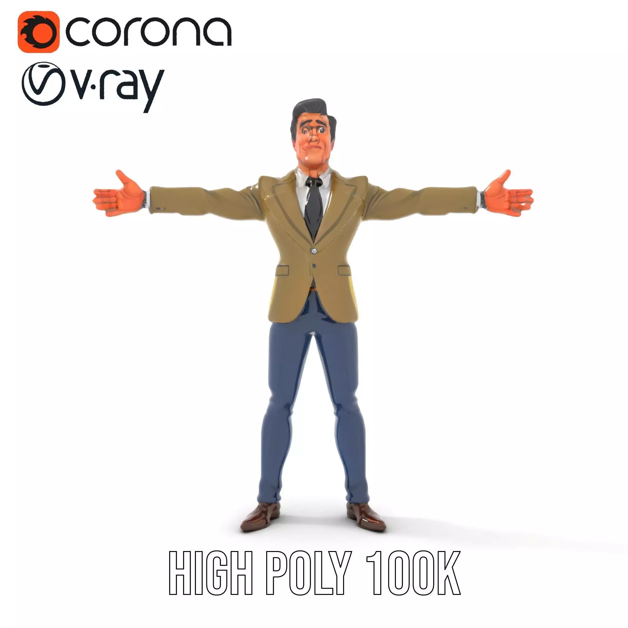 Stylish Businessman Character Model Pack Low-poly 3D model_22