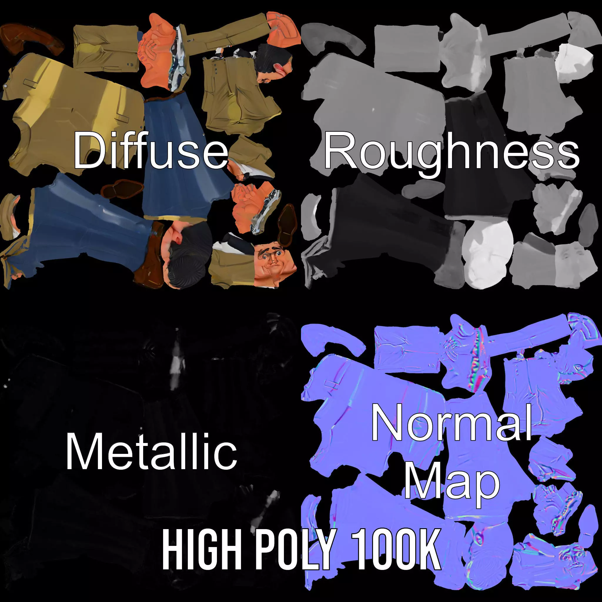 Stylish Businessman Character Model Pack Low-poly 3D model_3