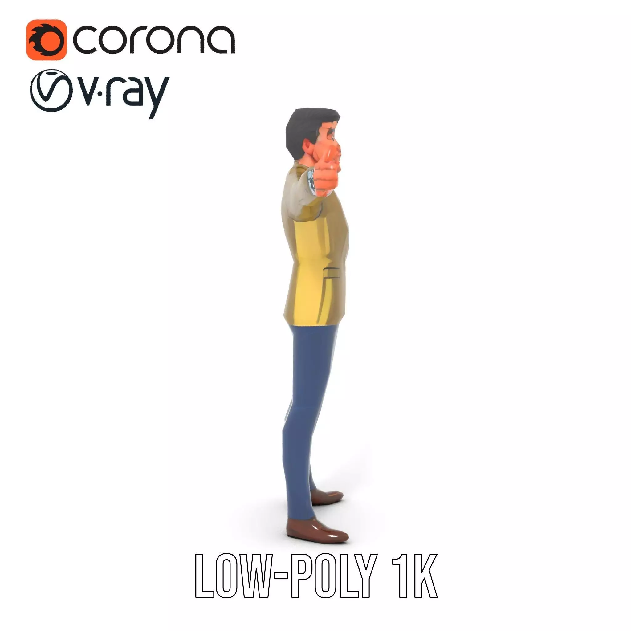 Stylish Businessman Character Model Pack Low-poly 3D model_16