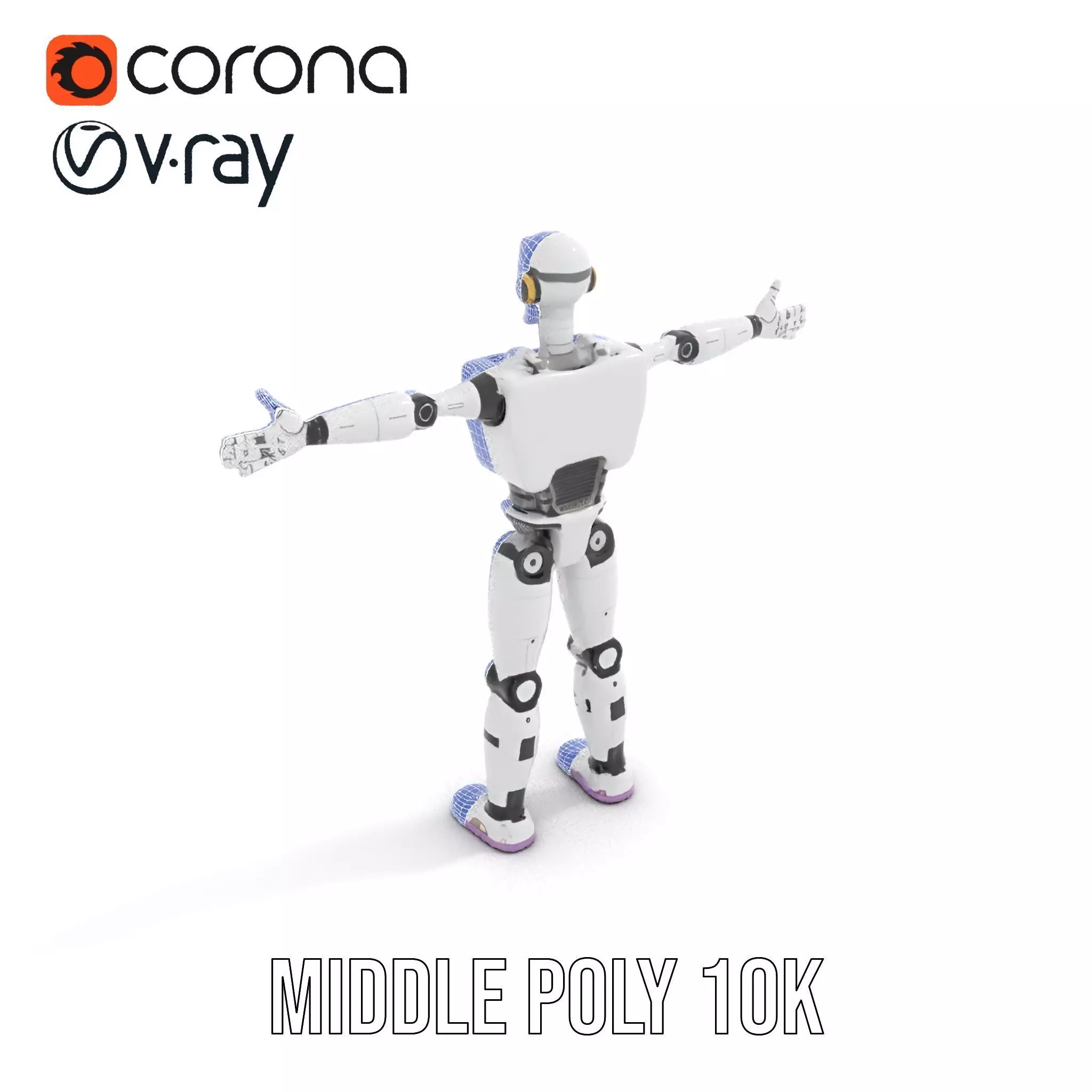 Friendly Robot Model Pack with Articulated Limbs Low-poly 3D model_26