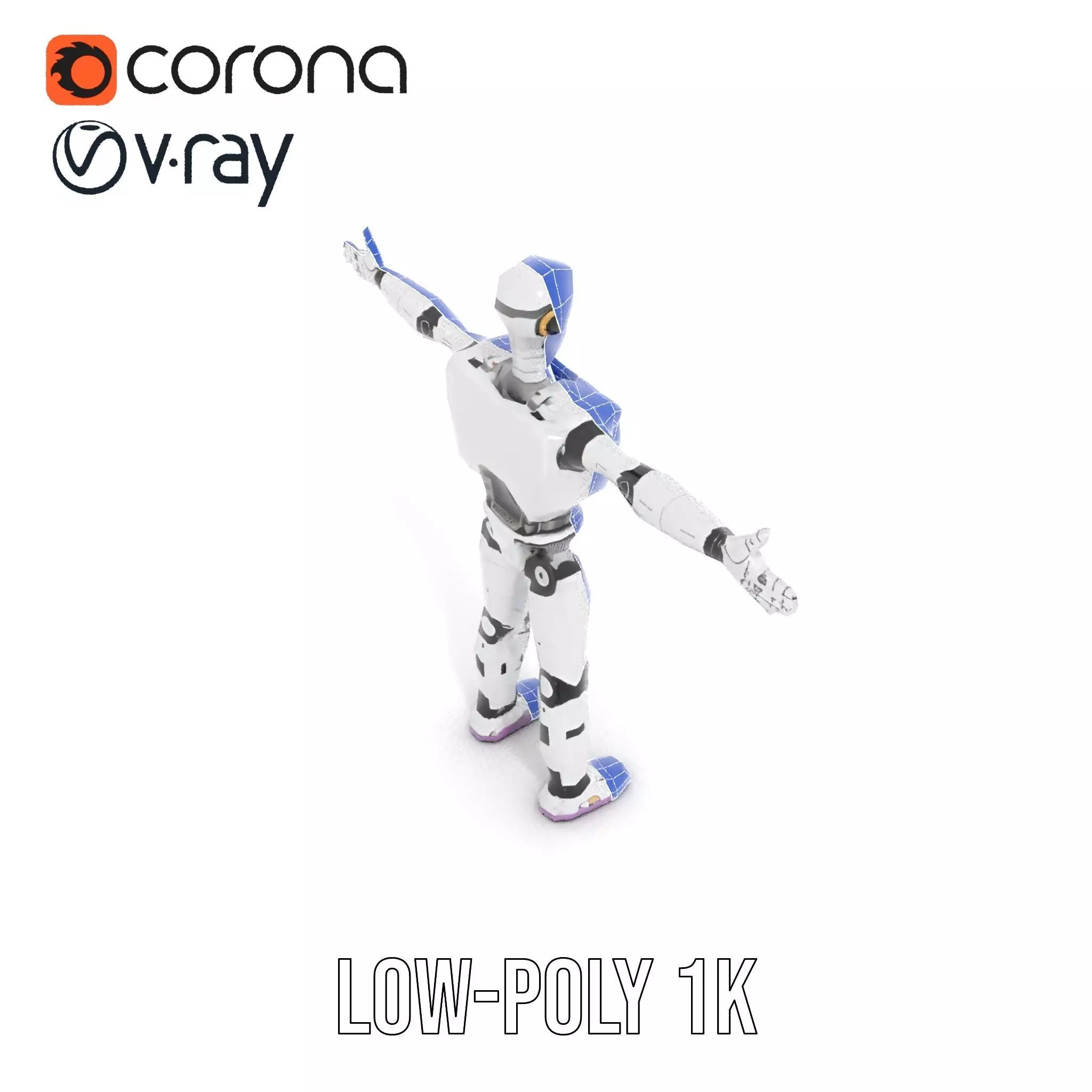 Friendly Robot Model Pack with Articulated Limbs Low-poly 3D model_16