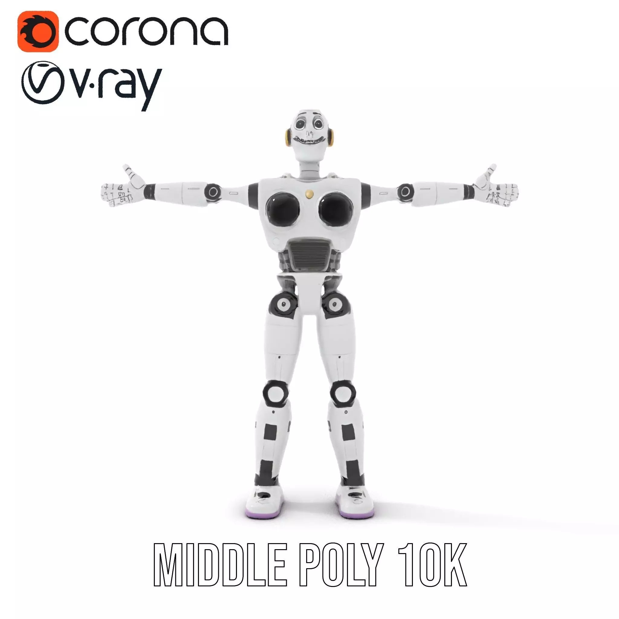 Friendly Robot Model Pack with Articulated Limbs Low-poly 3D model_5