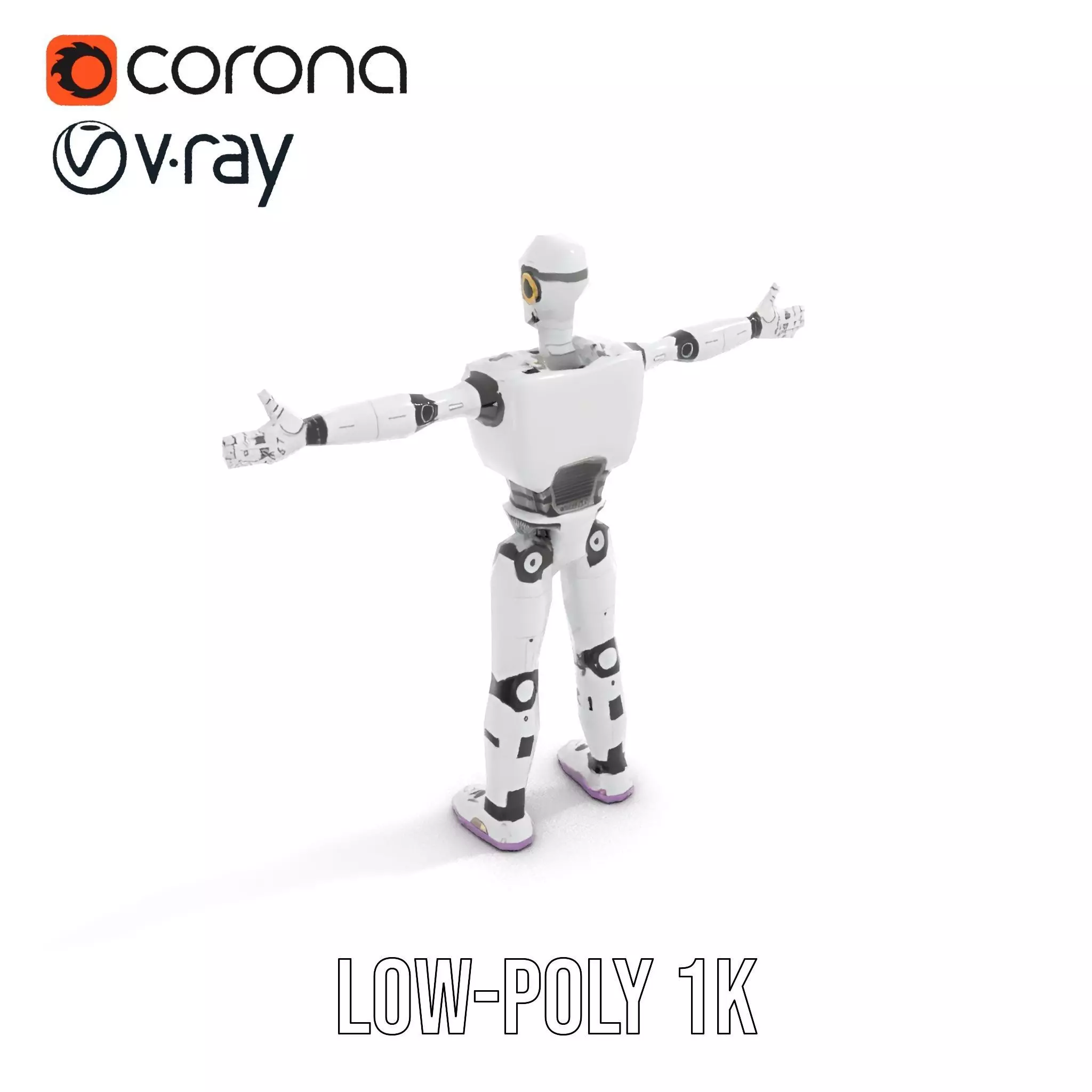 Friendly Robot Model Pack with Articulated Limbs Low-poly 3D model_8