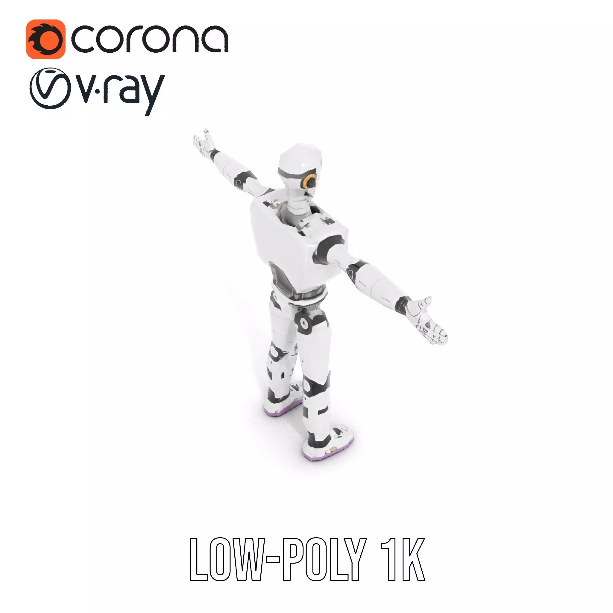 Friendly Robot Model Pack with Articulated Limbs Low-poly 3D model_11