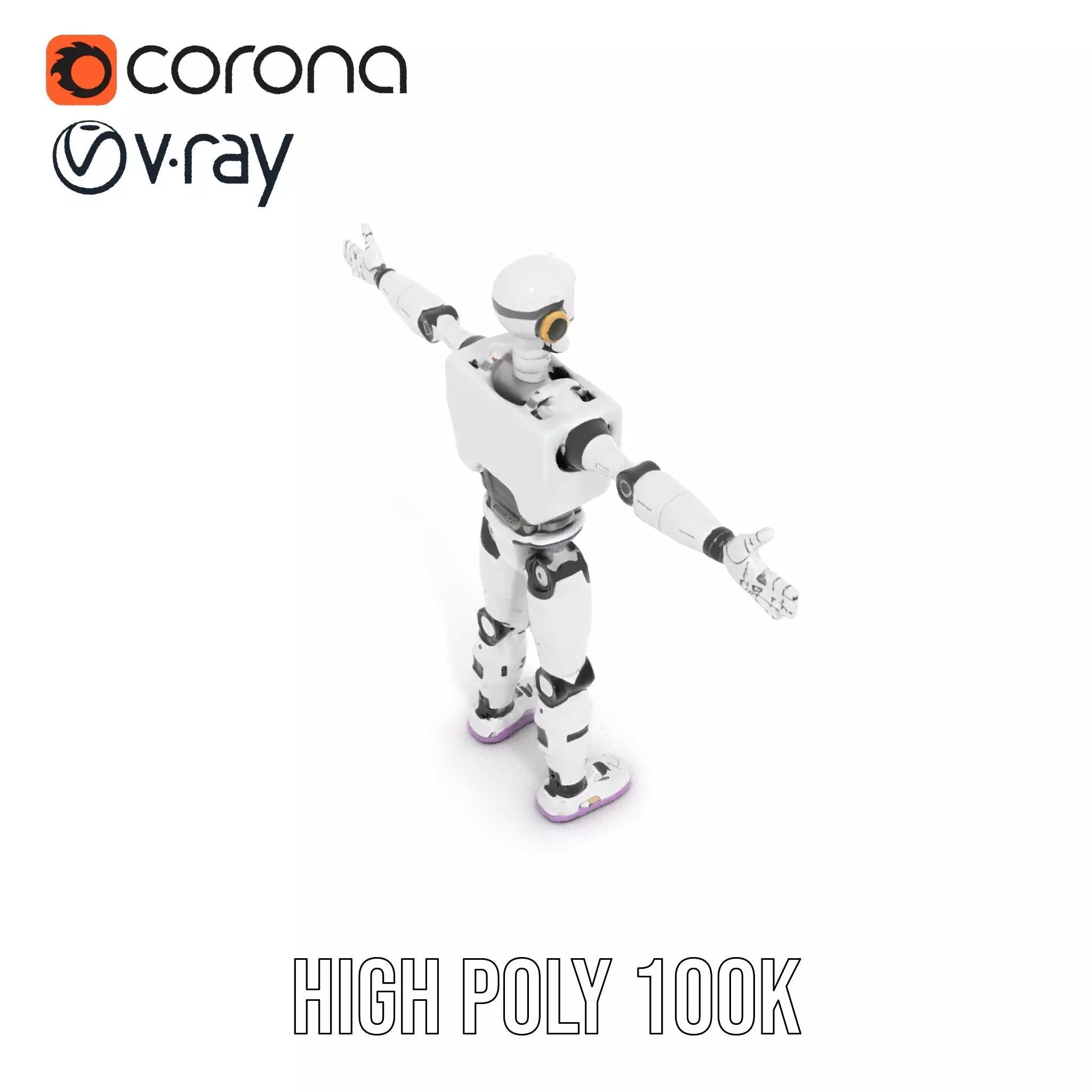 Friendly Robot Model Pack with Articulated Limbs Low-poly 3D model_9