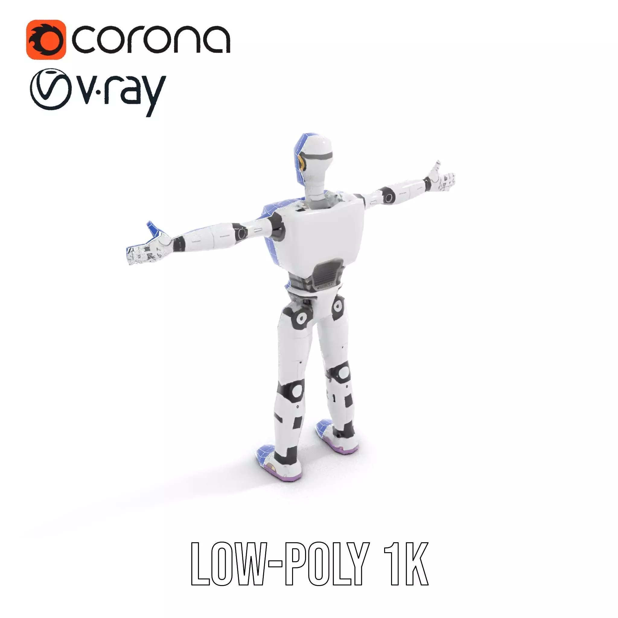 Friendly Robot Model Pack with Articulated Limbs Low-poly 3D model_27