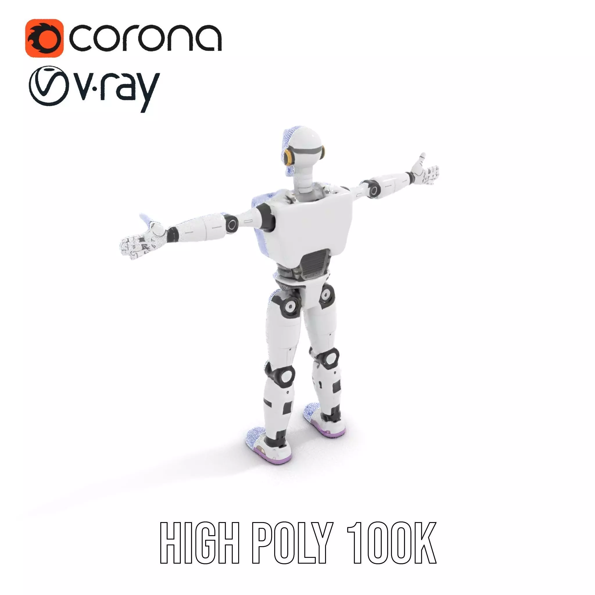 Friendly Robot Model Pack with Articulated Limbs Low-poly 3D model_32