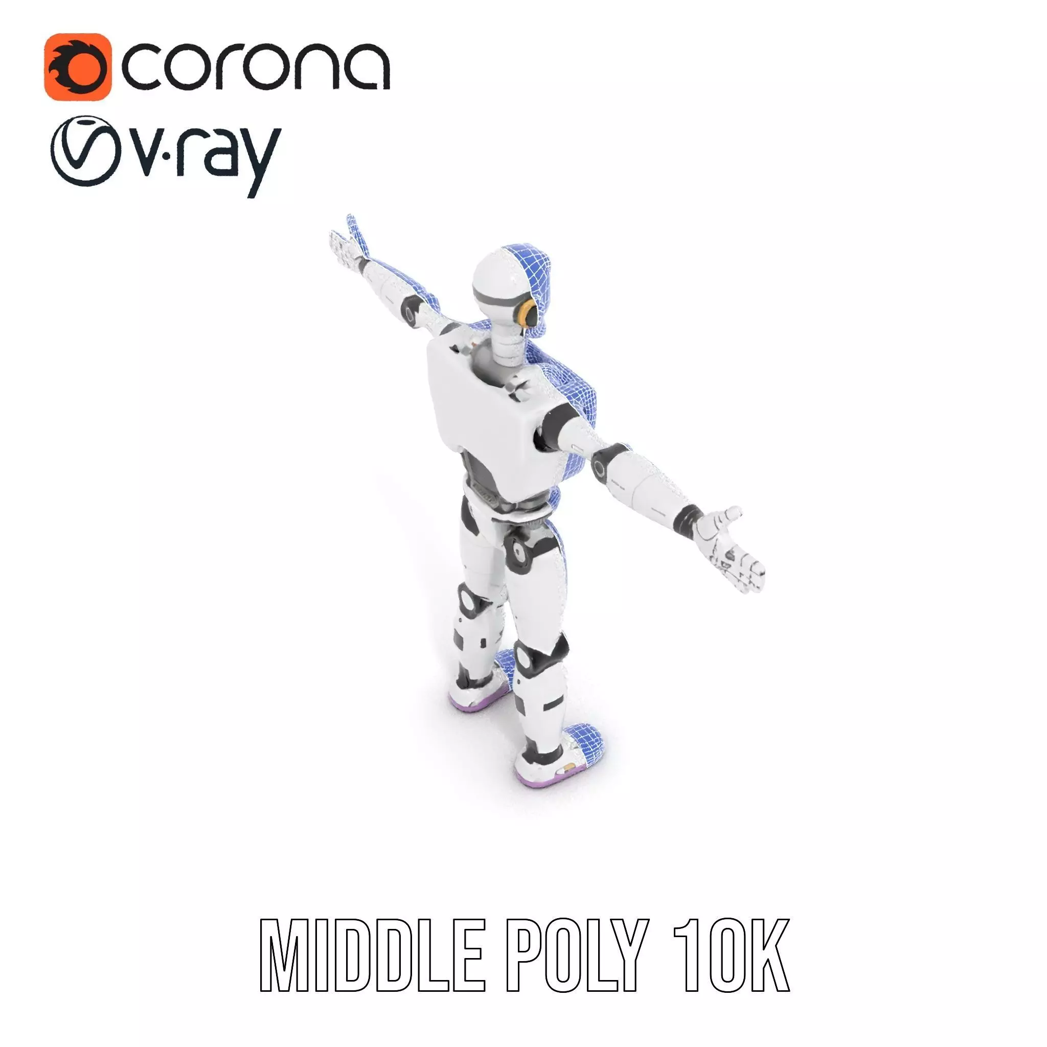 Friendly Robot Model Pack with Articulated Limbs Low-poly 3D model_10