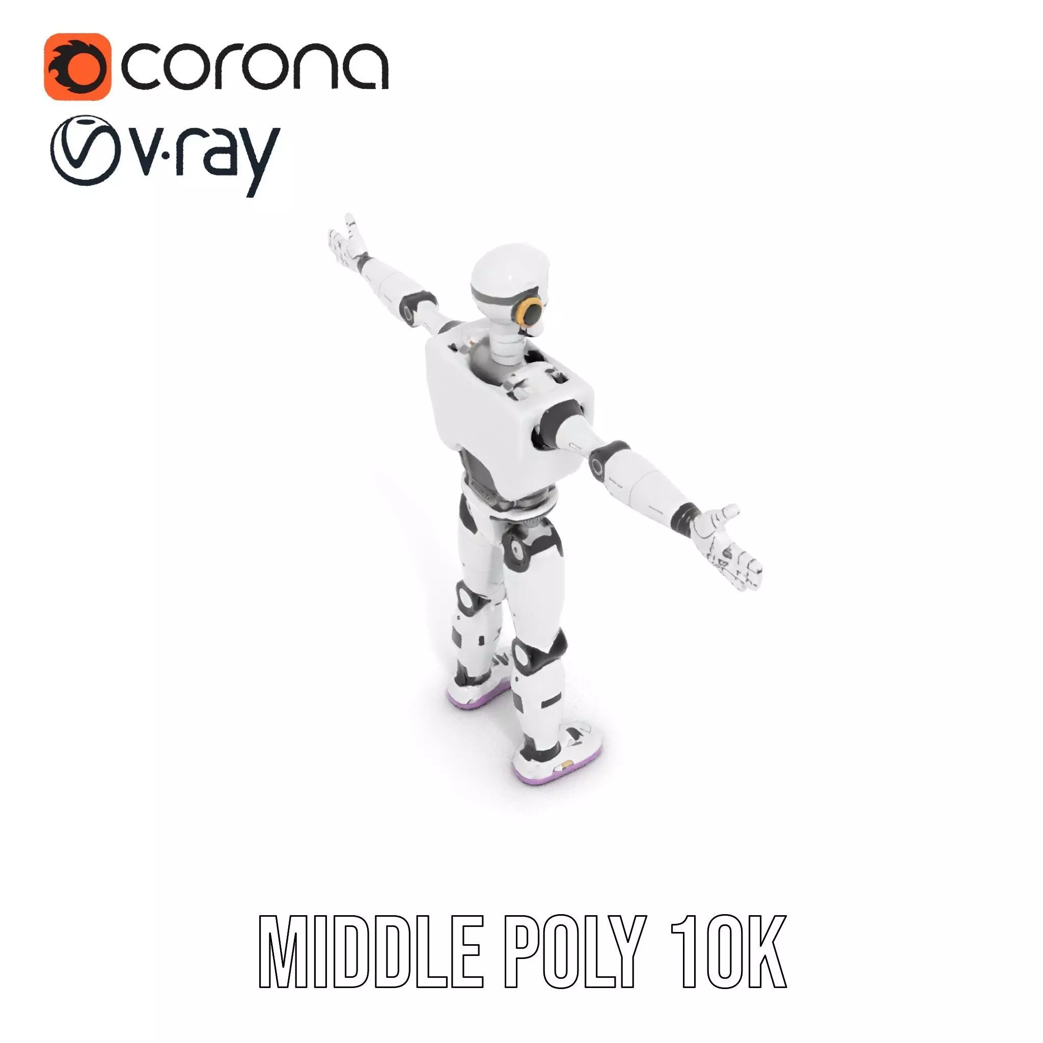 Friendly Robot Model Pack with Articulated Limbs Low-poly 3D model_15