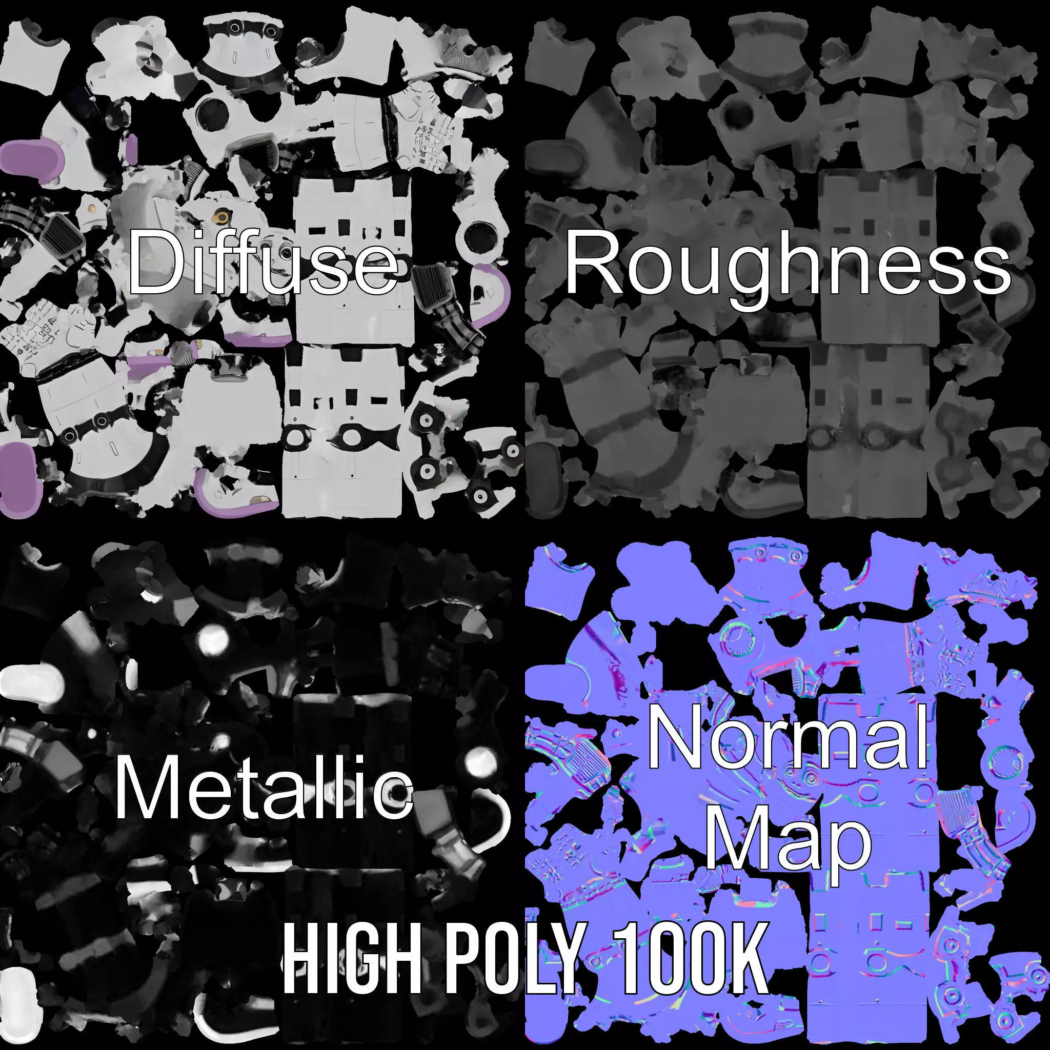 Friendly Robot Model Pack with Articulated Limbs Low-poly 3D model_3