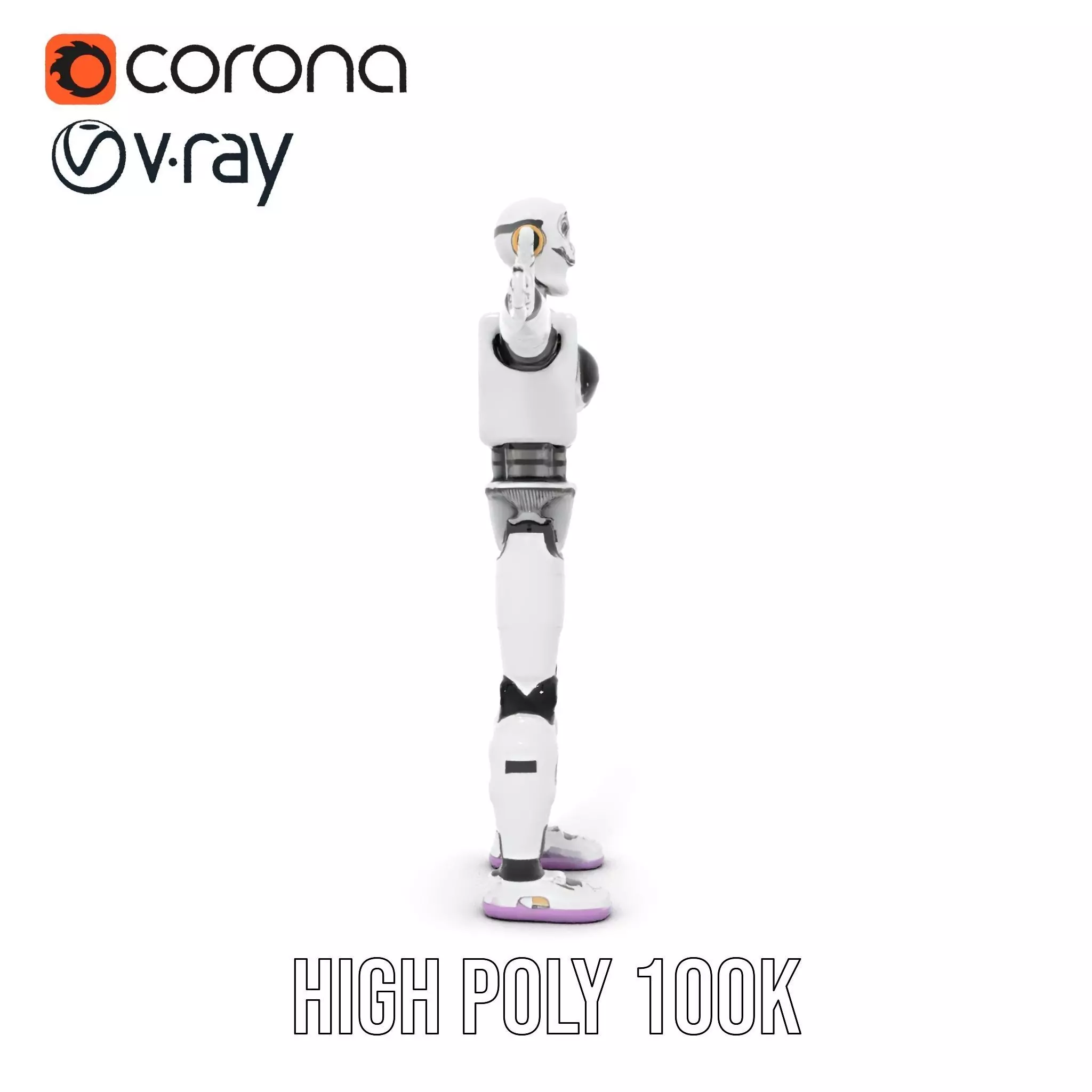 Friendly Robot Model Pack with Articulated Limbs Low-poly 3D model_17