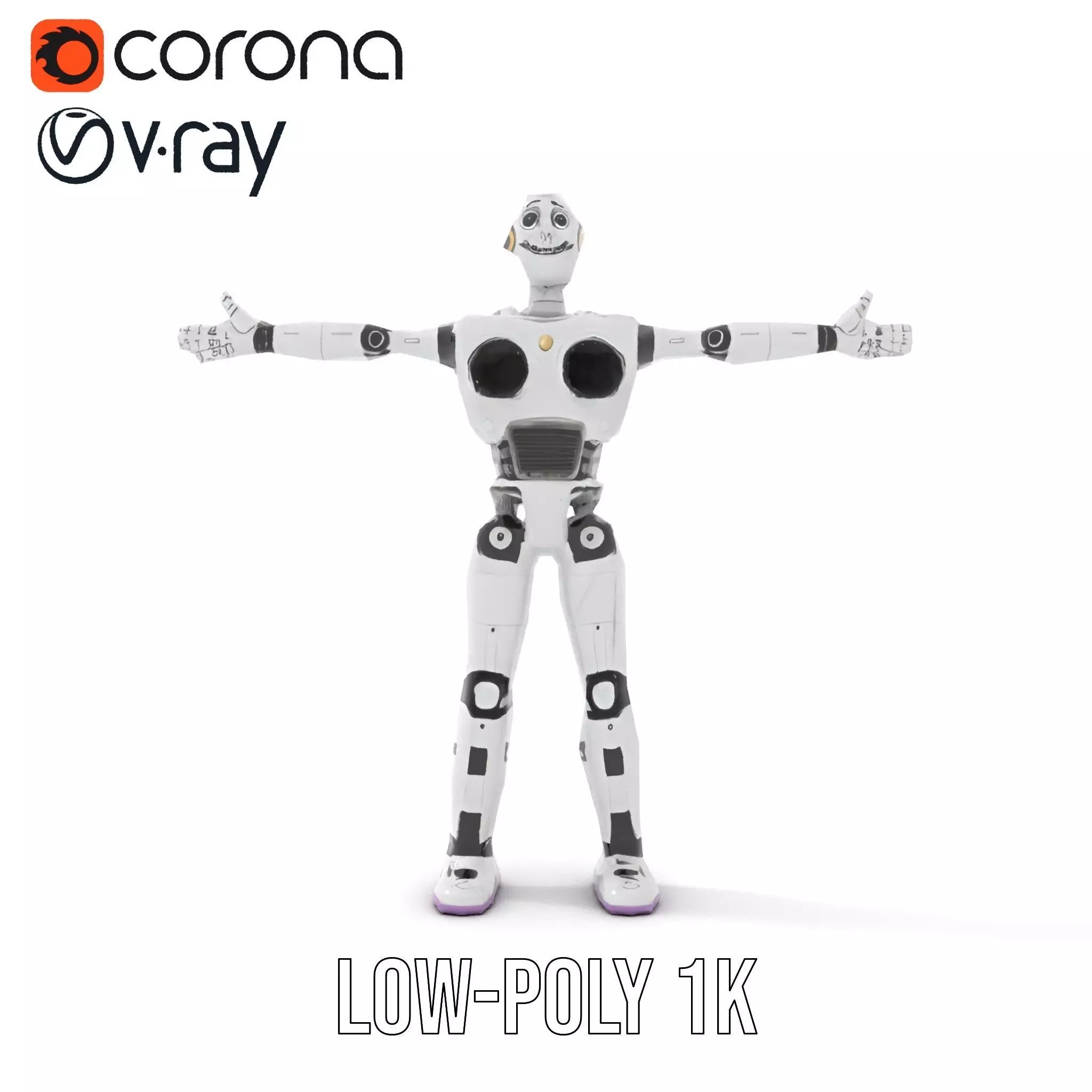 Friendly Robot Model Pack with Articulated Limbs Low-poly 3D model_22