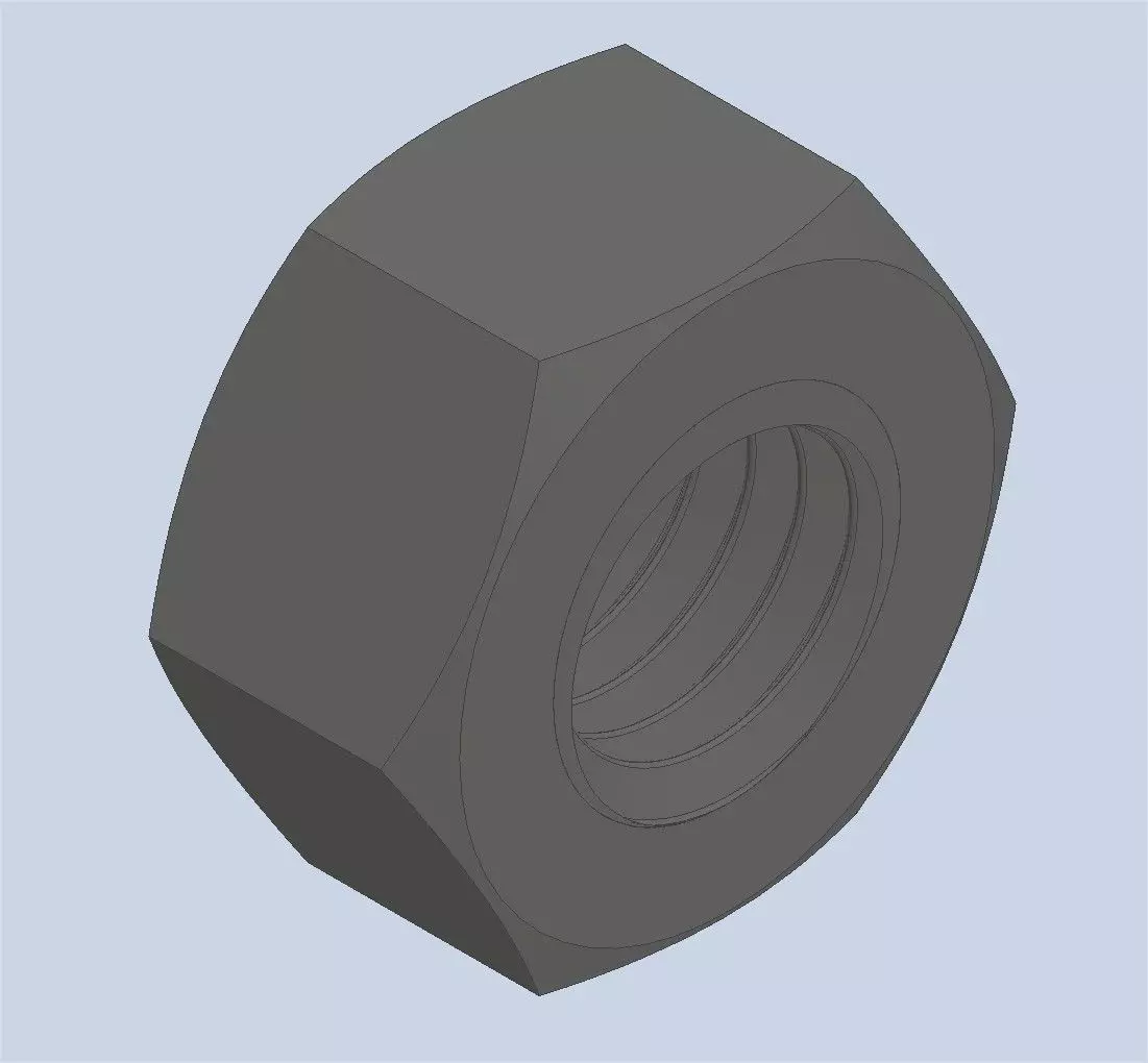 Hexagonal Nut M12 3D model_1