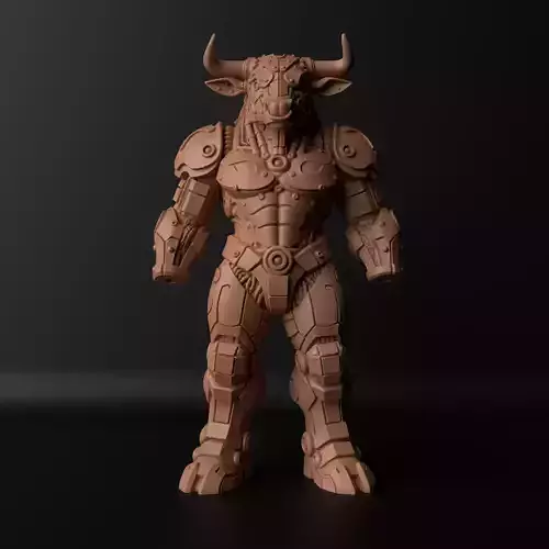 Cyberpunk Minotaur  Full Body Bull Sculpture