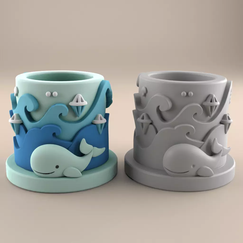Cute Whale Ocean Planter Decor 3D Print File 3D print model_0