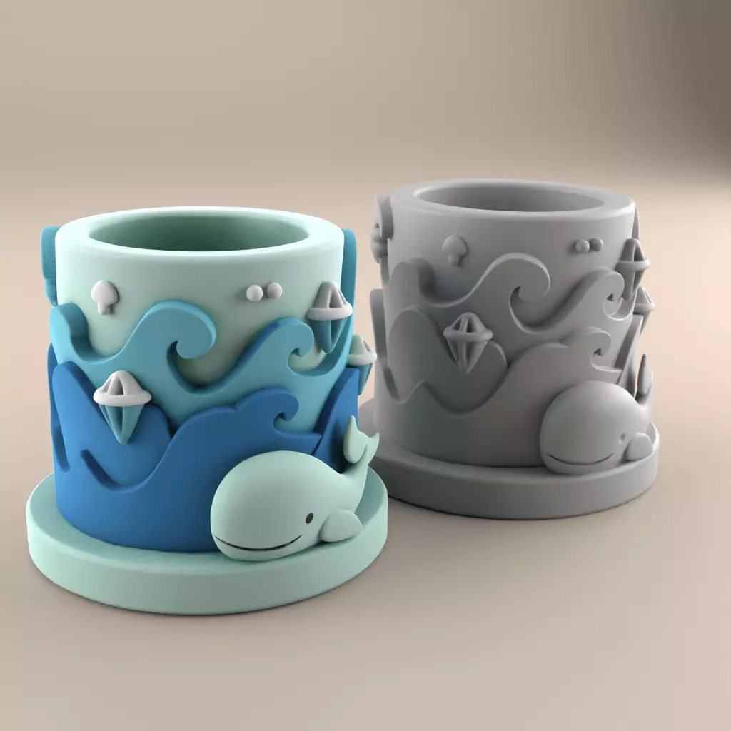 Cute Whale Ocean Planter Decor 3D Print File 3D print model_3