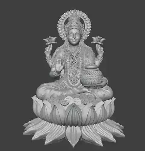 Goddess Lakshmi on Lotus with Kalash