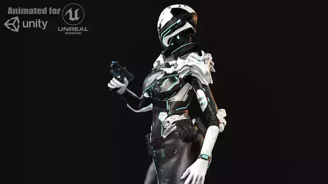 CyberCopGirl Low-poly 3D model