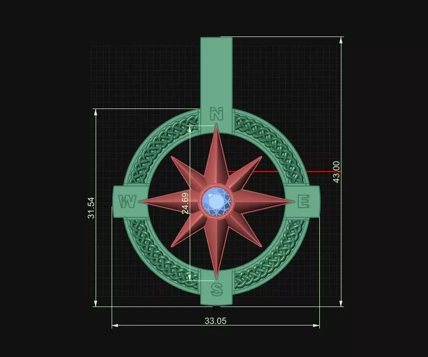 Compass pendant  3D print model_1
