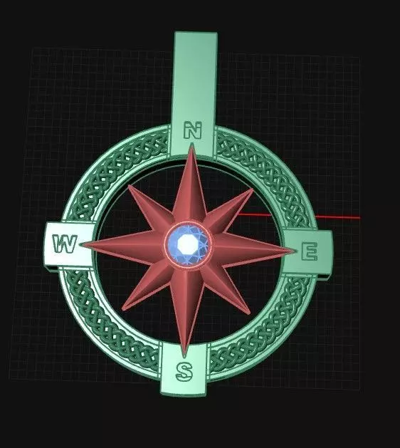 Compass pendant  3D print model_3