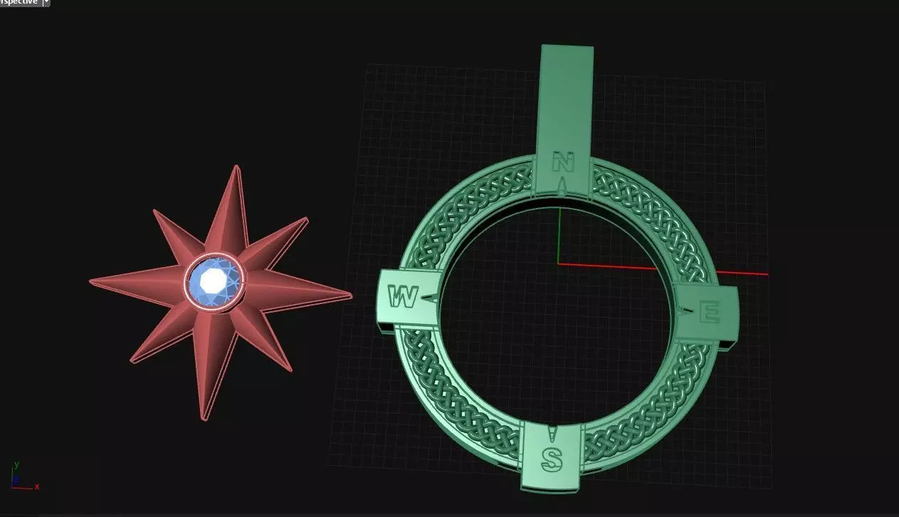 Compass pendant  3D print model_4