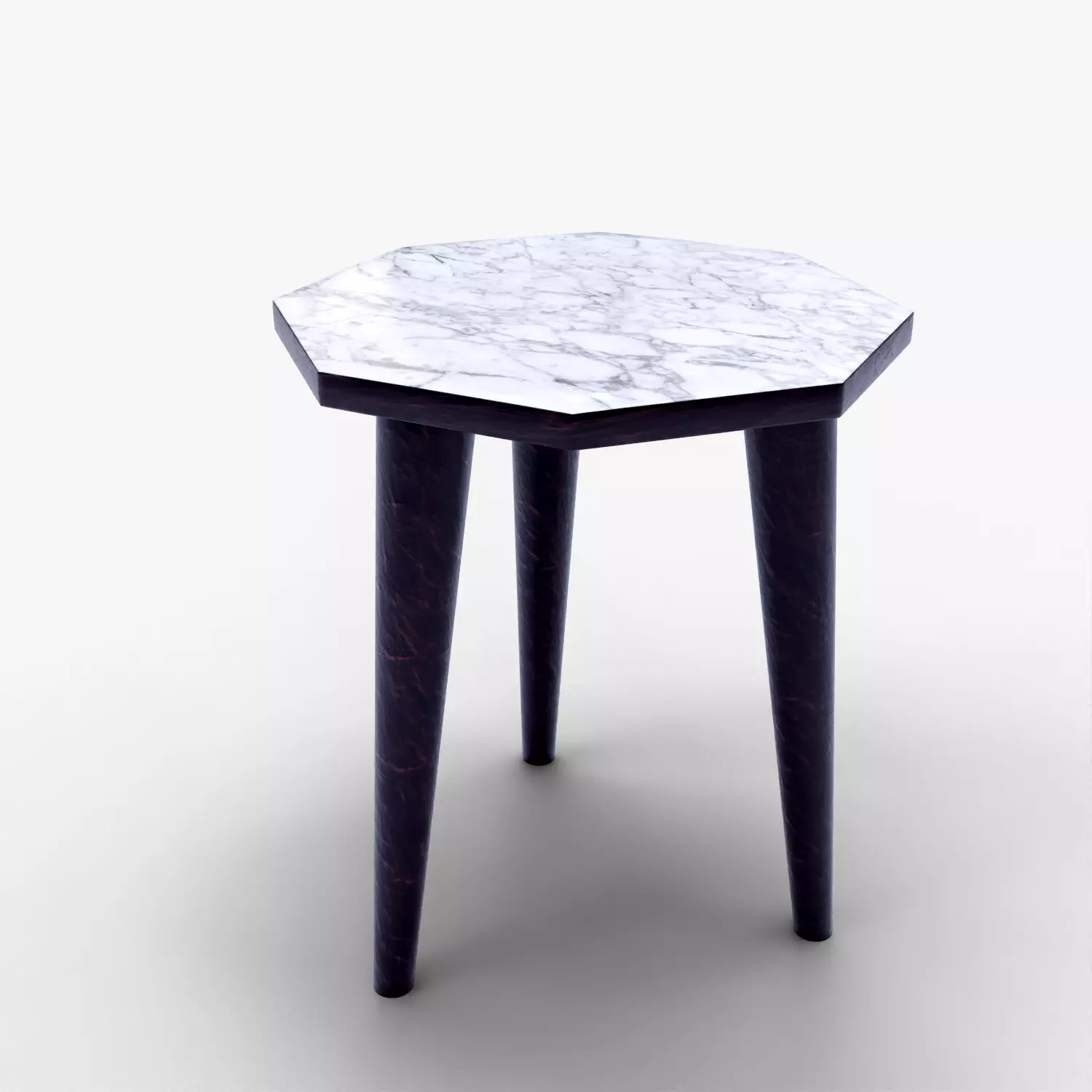 Marble Top Wooden Stool 3D Model Small Furniture Asse Low-poly 3D model