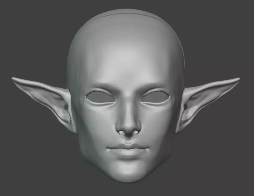 3d model elf Man head with horizontal ears bjd doll STL OBJ 3D print model