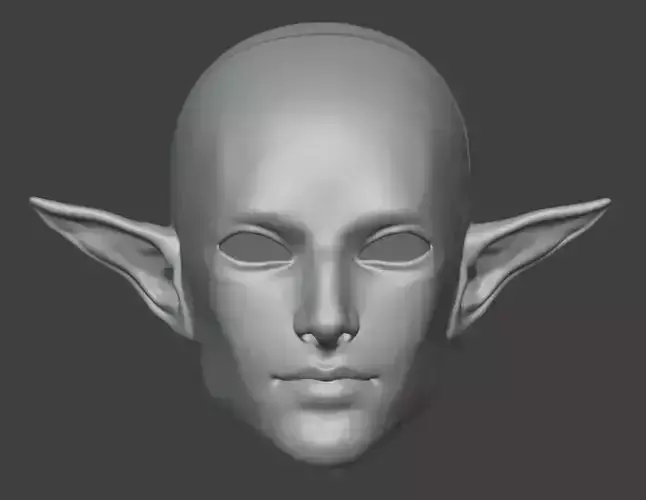 3d model elf Man head with horizontal ears  bjd doll  STL OBJ 