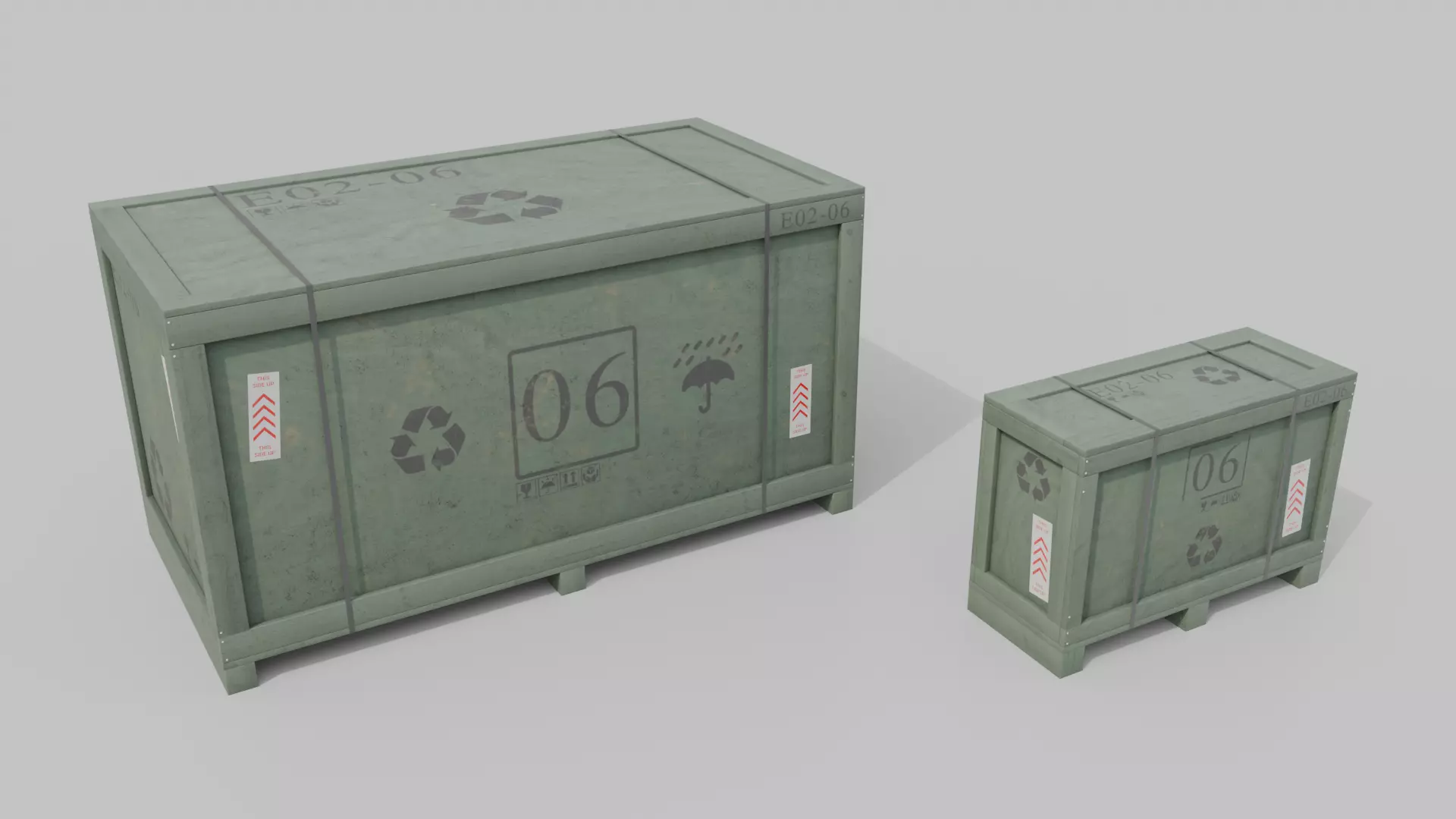 Customizable Wooden Crate Duo - Long Forms 3D Model Collection_4
