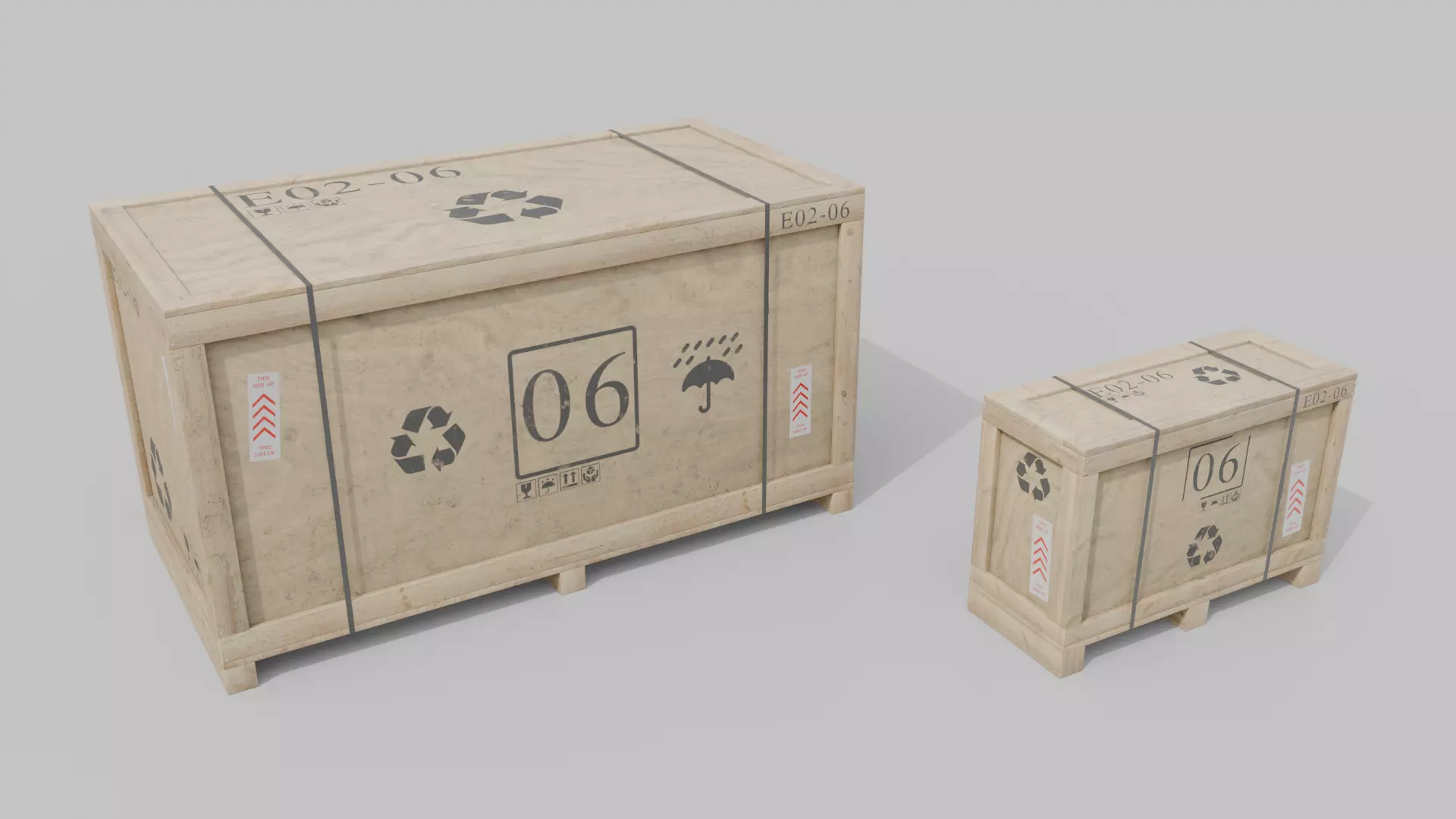 Customizable Wooden Crate Duo - Long Forms 3D Model Collection_3