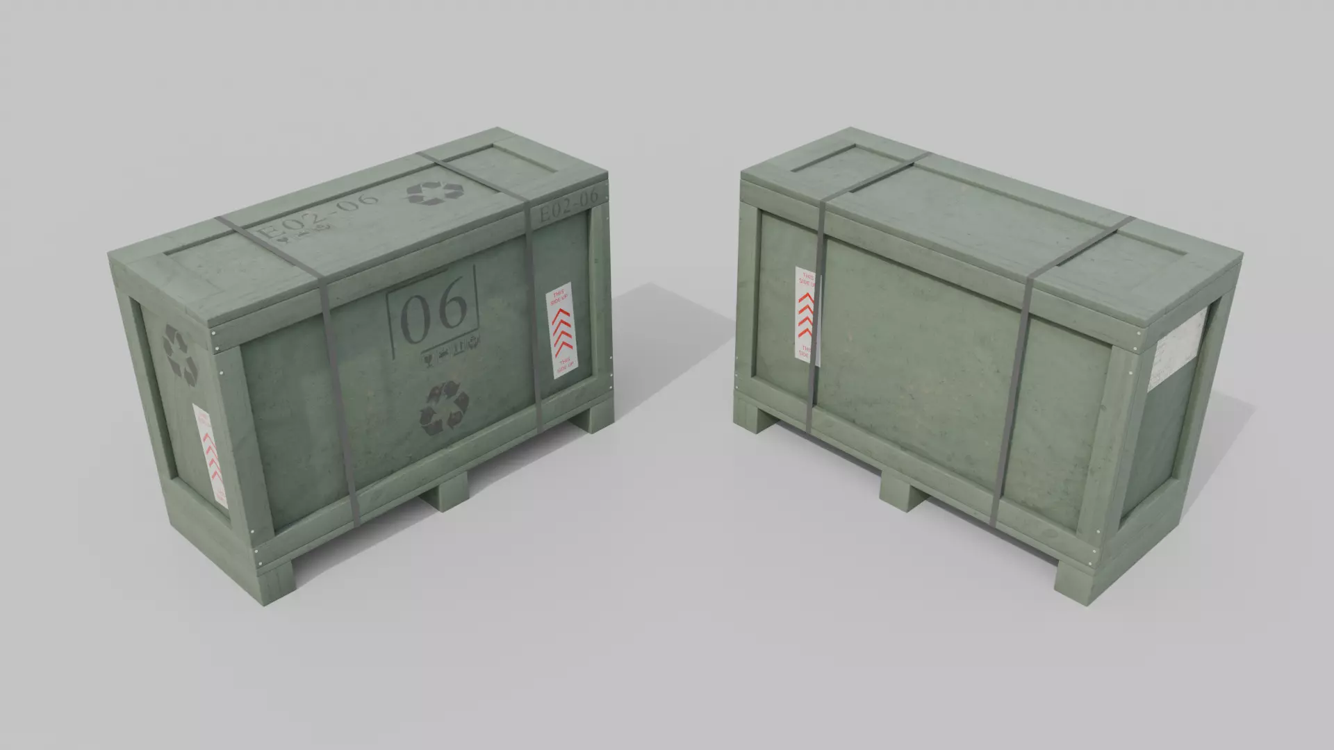 Customizable Wooden Crate Duo - Long Forms 3D Model Collection_15