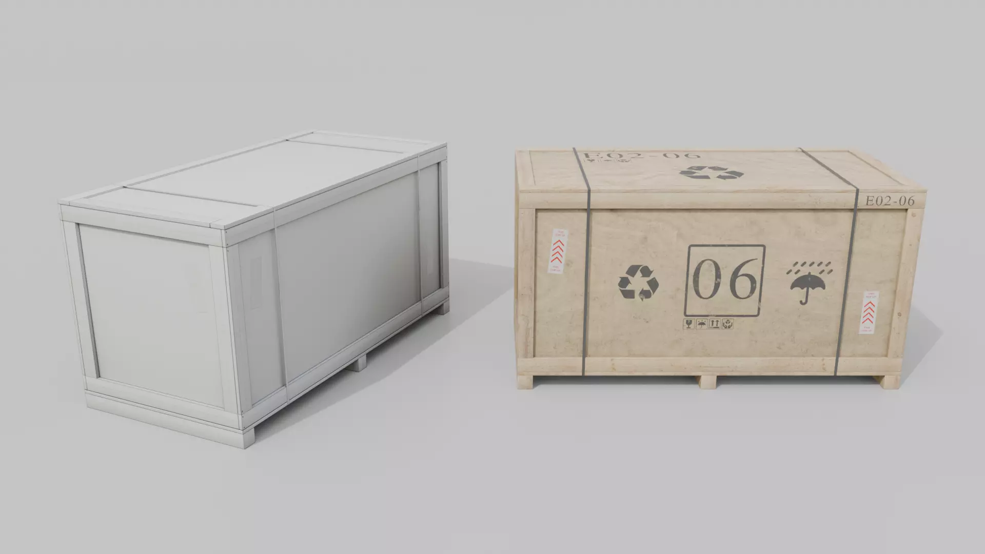 Customizable Wooden Crate Duo - Long Forms 3D Model Collection_13