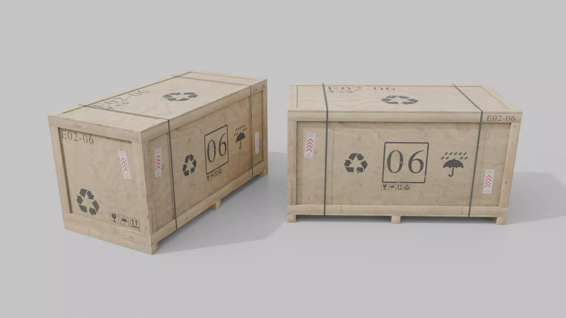 Customizable Wooden Crate Duo - Long Forms 3D Model Collection_6