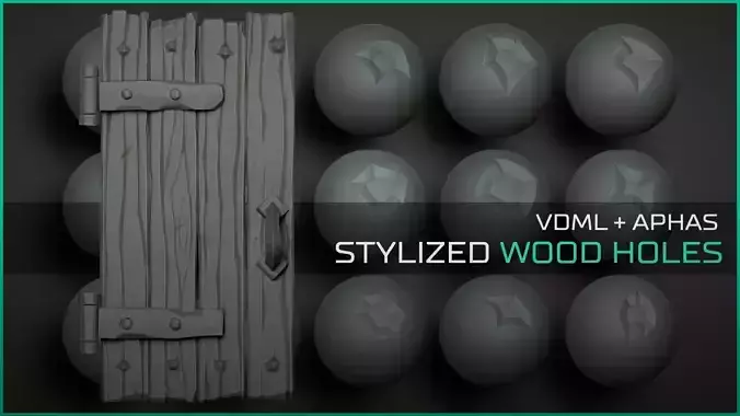 Stylized Wood Holes - 15 ZBrush VDMs and Alphas