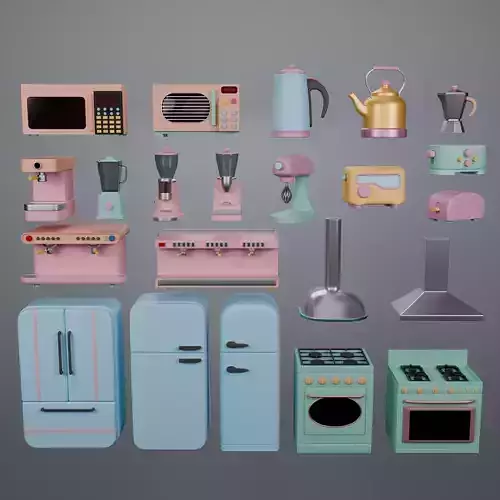 Stylized Kitchen Appliances Pack Low-poly 3D model