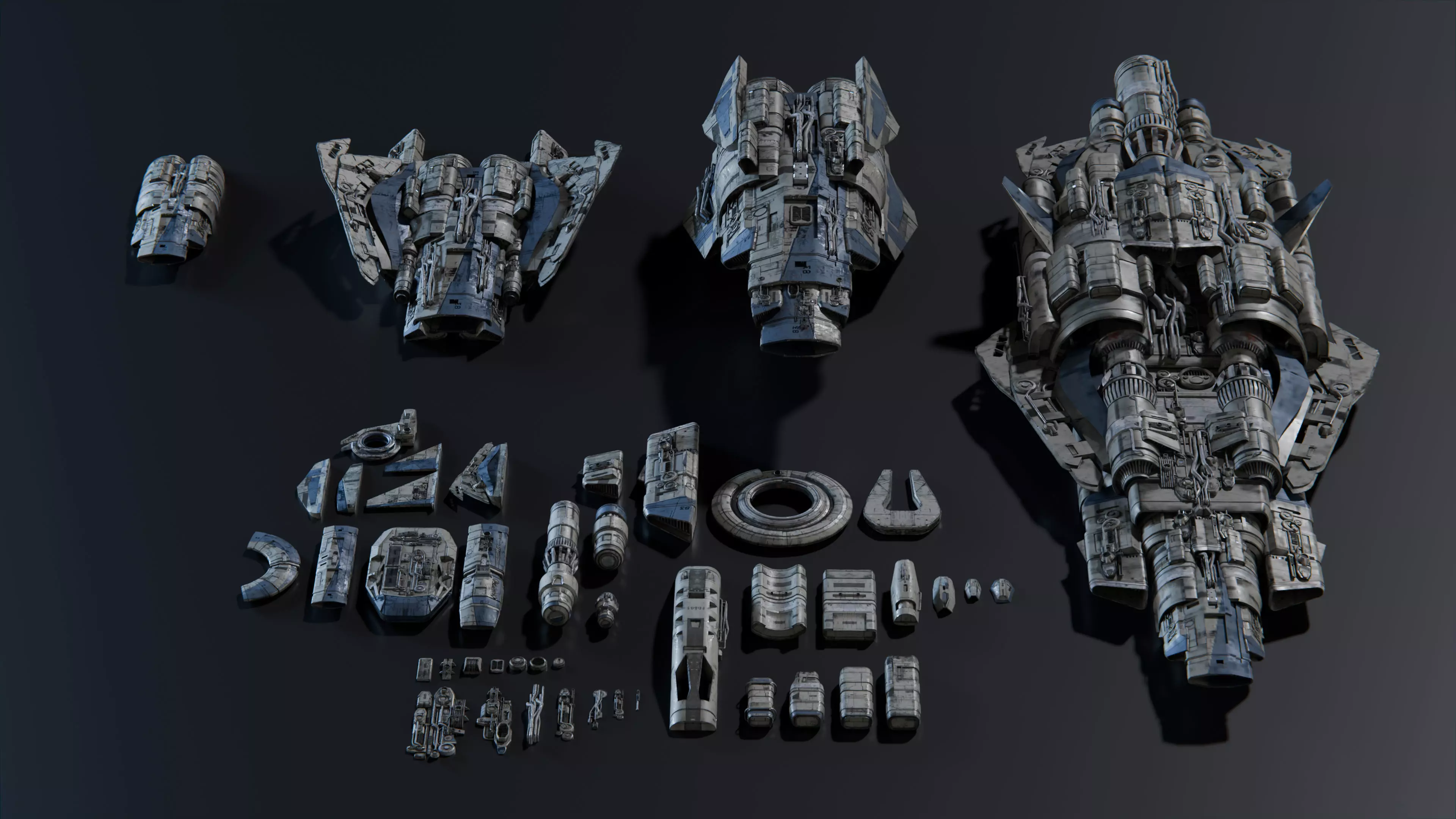 Nebula - Spaceship - 3D Collection - Kitbash Asset Pack Low-poly 3D model_2