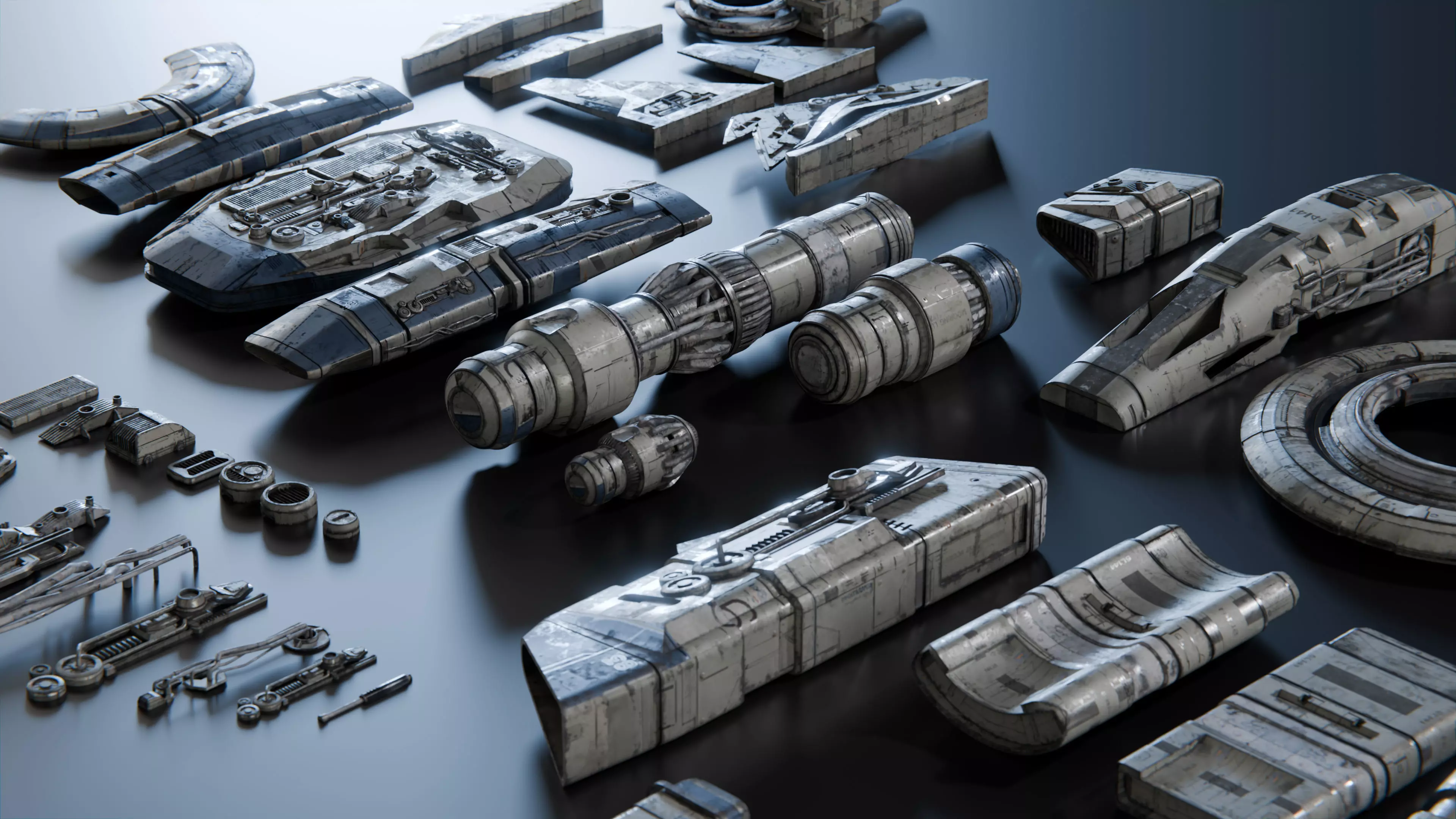 Nebula - Spaceship - 3D Collection - Kitbash Asset Pack Low-poly 3D model_1