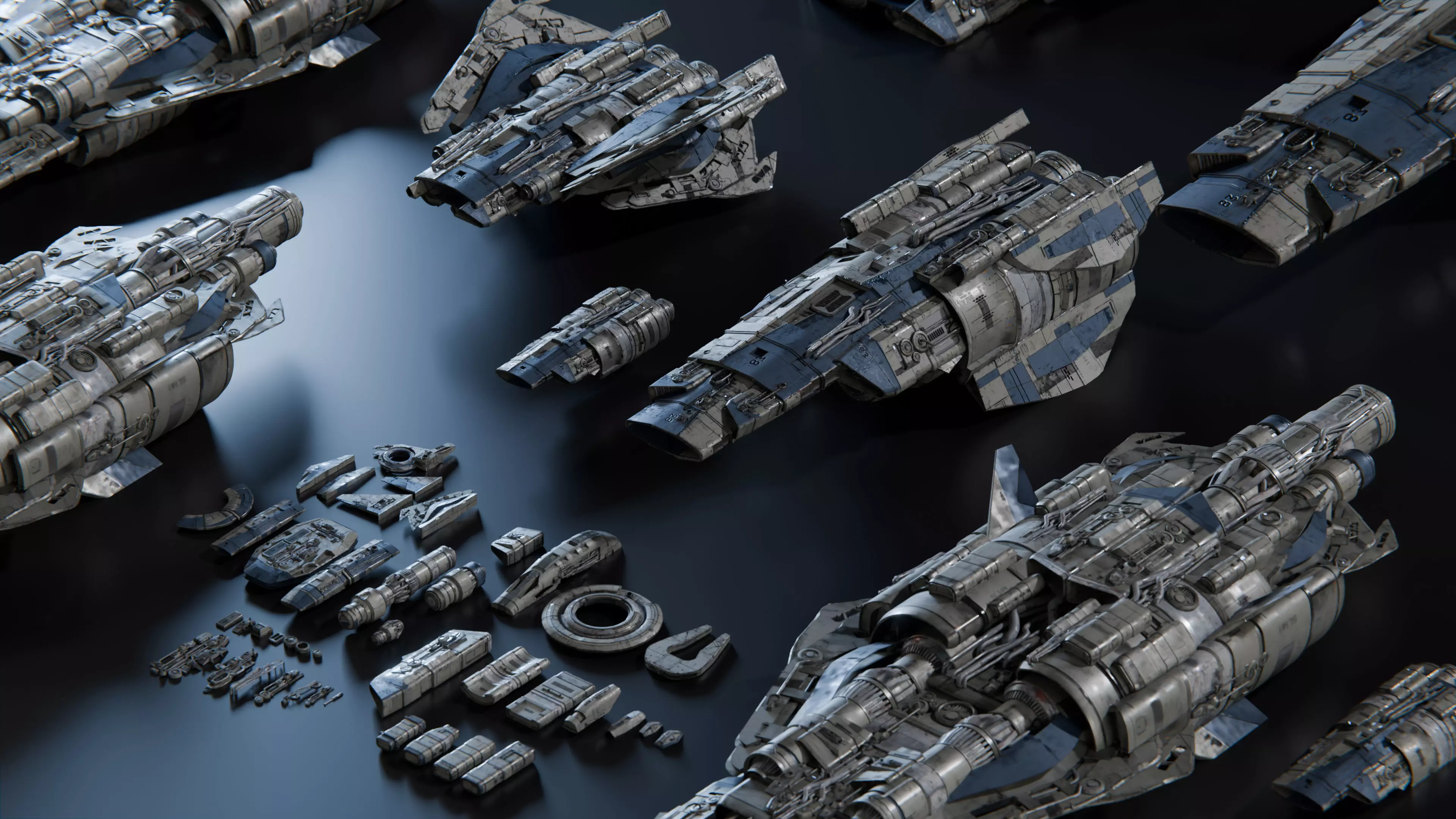 Nebula - Spaceship - 3D Collection - Kitbash Asset Pack Low-poly 3D model_5