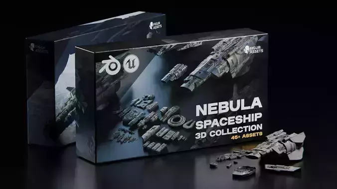 Nebula - Spaceship - 3D Collection - Kitbash Asset Pack Low-poly 3D model