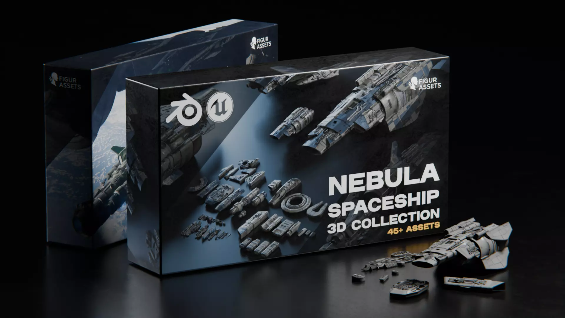 Nebula - Spaceship - 3D Collection - Kitbash Asset Pack Low-poly 3D model_0