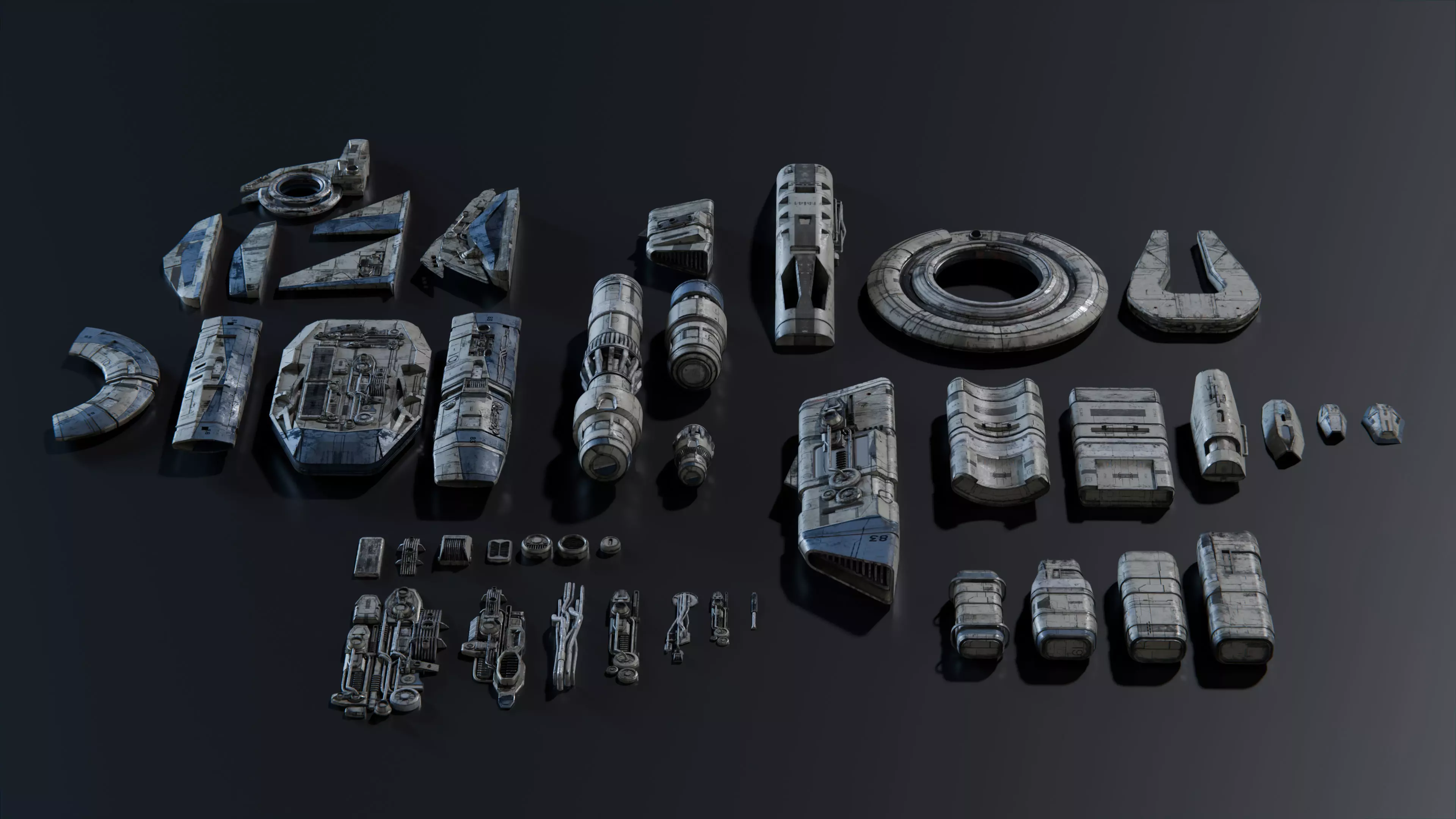 Nebula - Spaceship - 3D Collection - Kitbash Asset Pack Low-poly 3D model_4