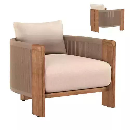 Striata Teak Lounge Chair 3D model