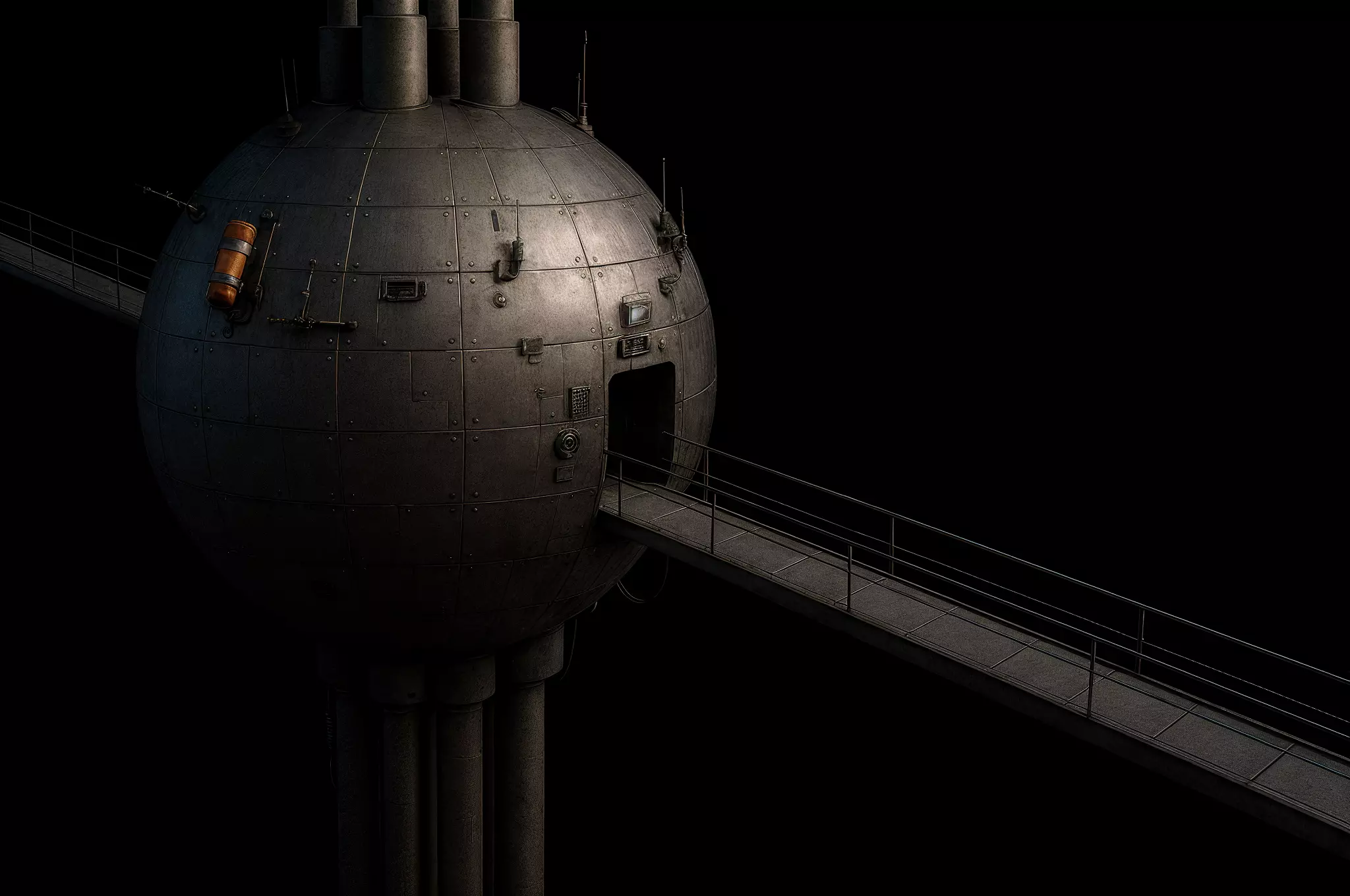 Central core of the laboratory Low-poly 3D model_0